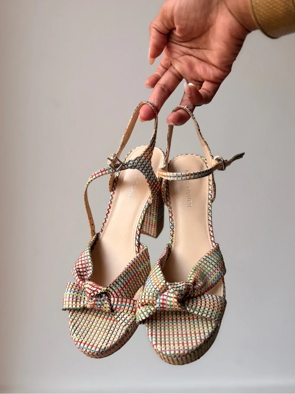 Marc Fisher Multicolor Woven Platform Sandals